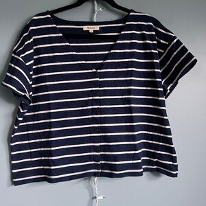 Madewell Navy and White Striped Button-Down Shirt